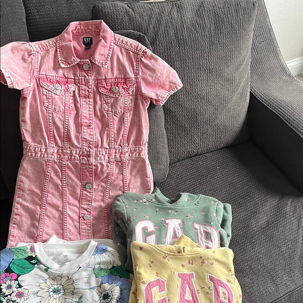 GAP Pink Button-Up Denim Dress